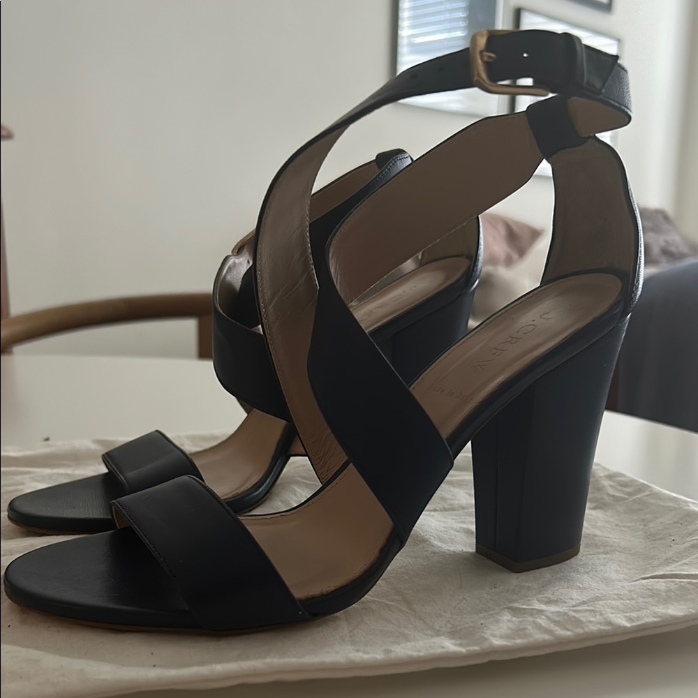J. Crew Navy Strappy Heeled Sandals